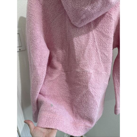 Lululemon size 10 pink wool hoodie jacket Silver Zipper Soft Comfy - Picture 3 of 7